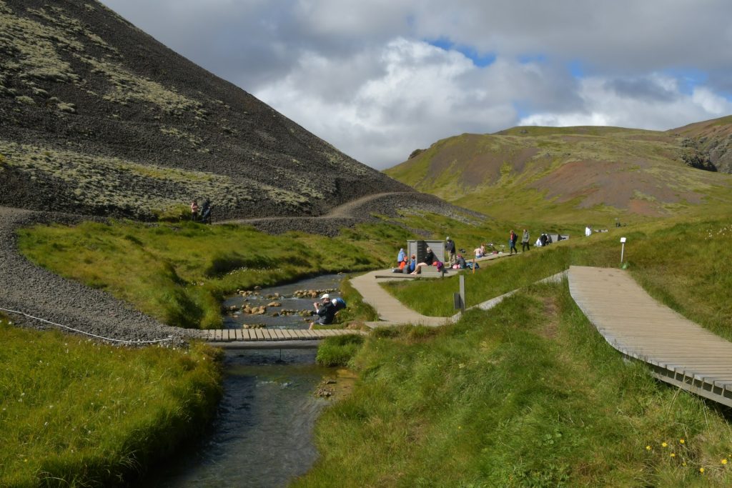 A summer view of the Iceland hot spring river