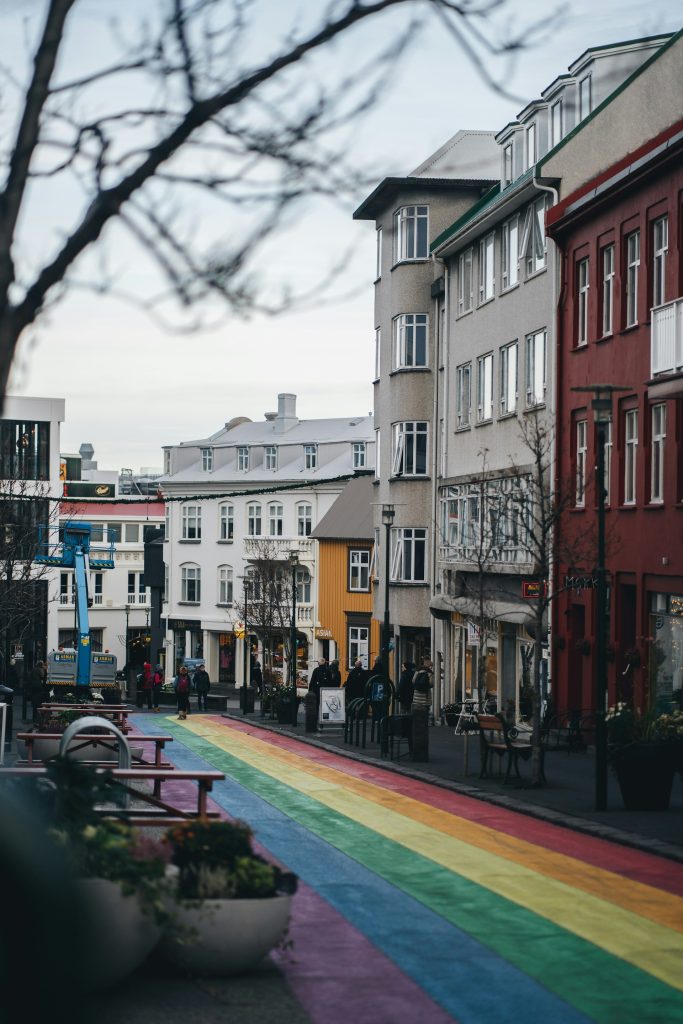the rainbow street in Reykjavik center