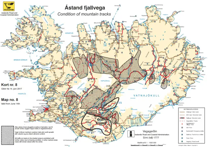 Iceland F-road map