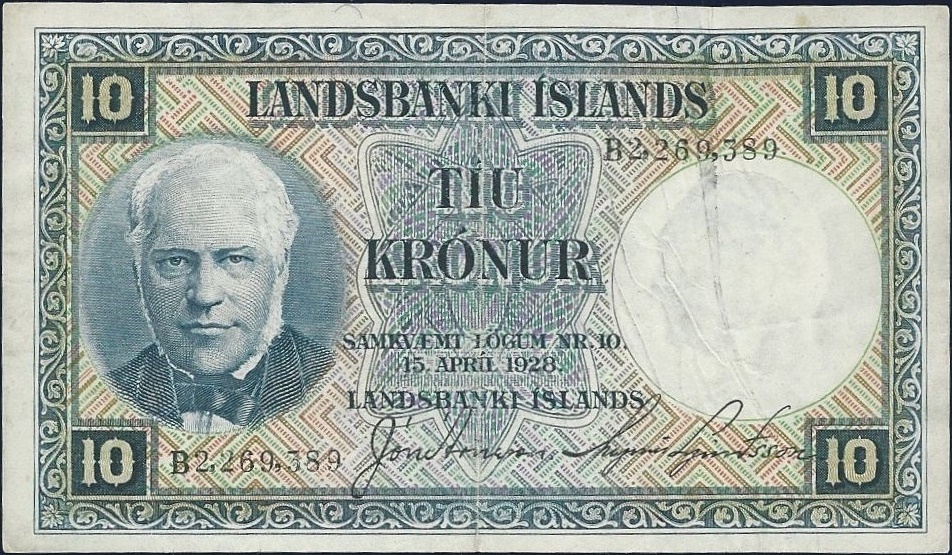 Jon sigurdsson was prited on the old 10 icelandic krona