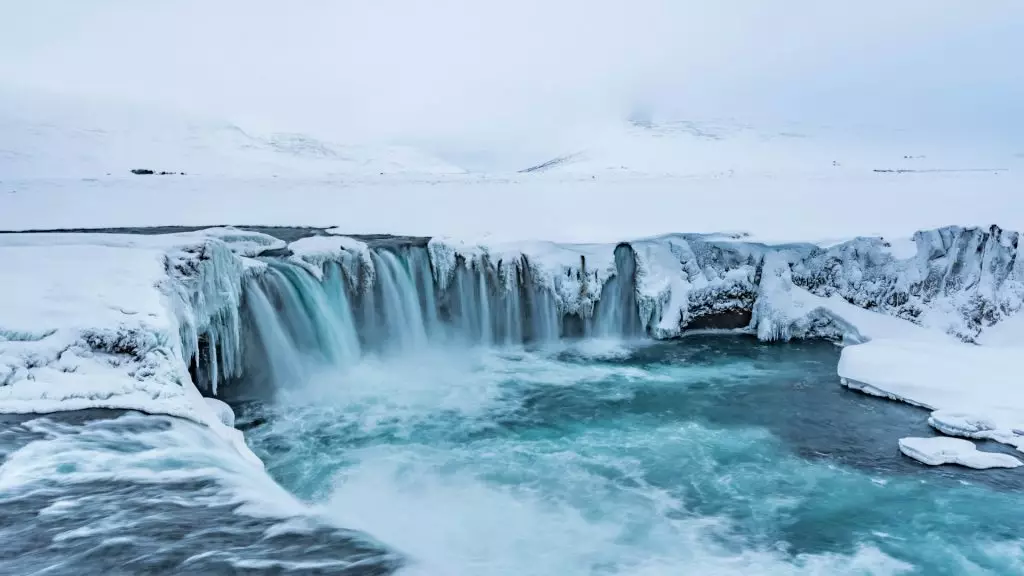Godafoss in North Iceland winter view