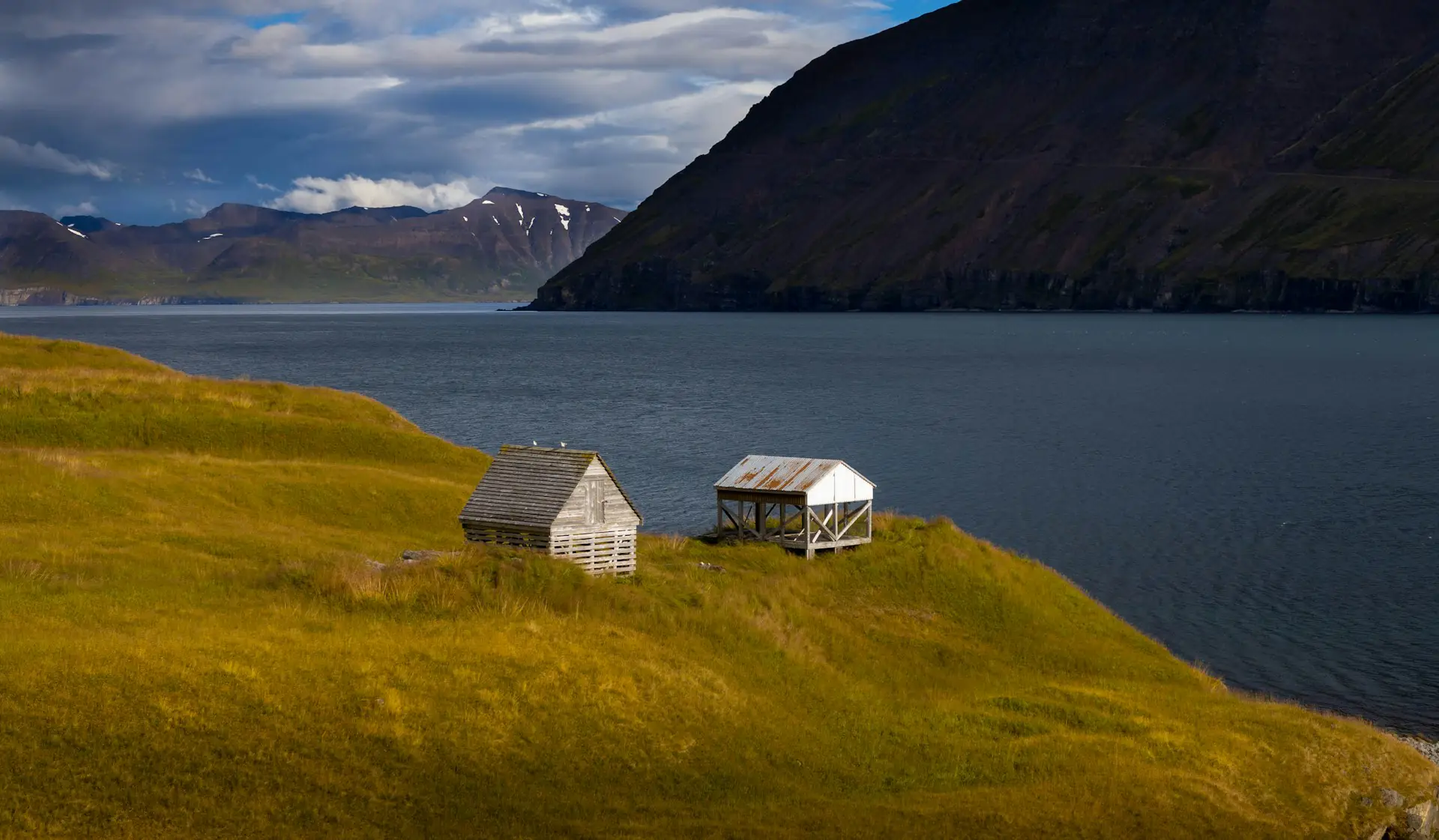 Scenic coastal view of Olafsfjordur fjord on the Trollaskagi Peninsula Iceland