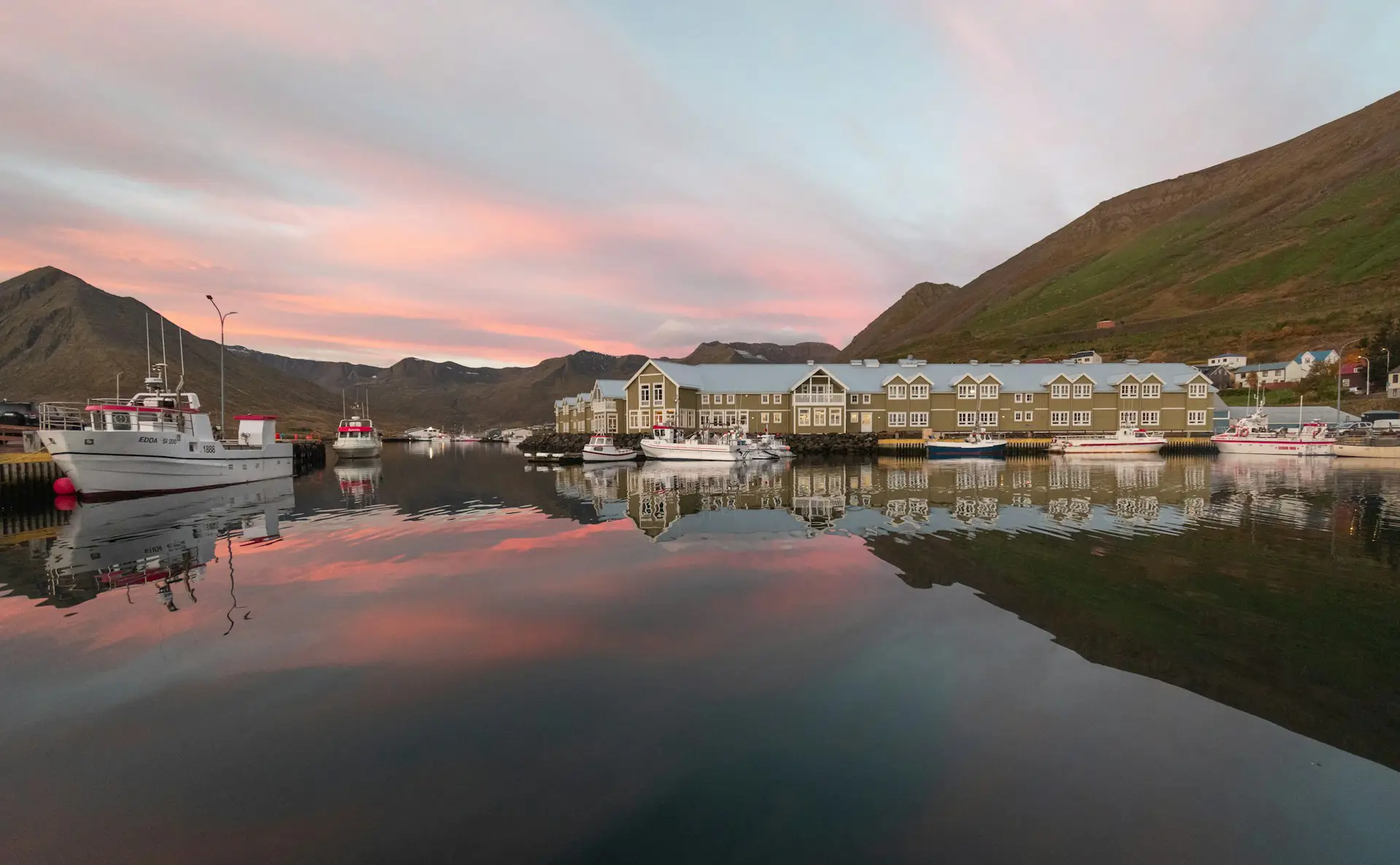The picturesque harbor town of Siglufjörður in North Iceland