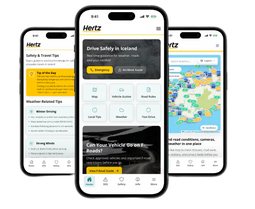 Hertz Safe Drive Iceland Mobile App Screenshots