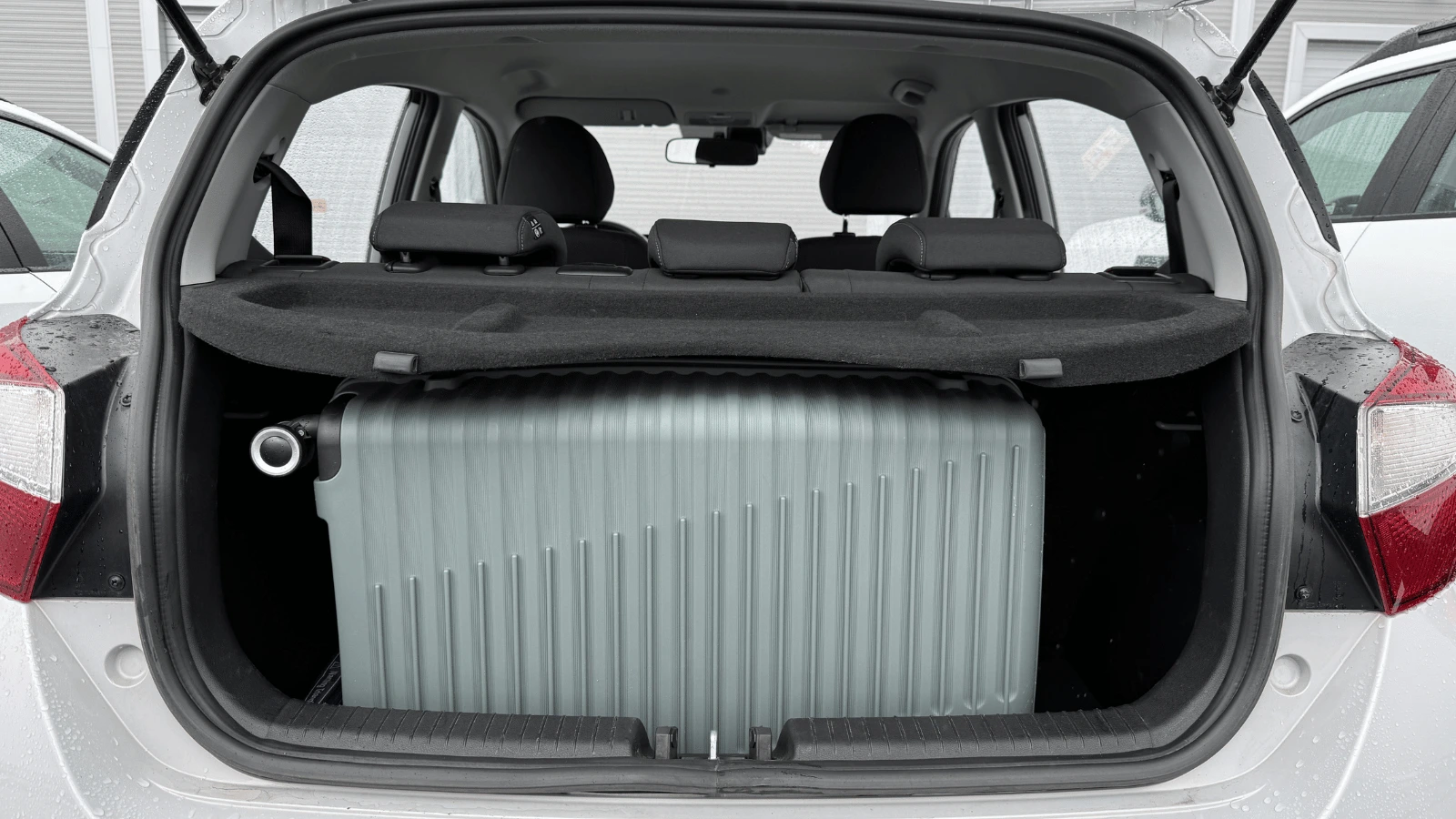 Hyundai i10 trunk with 28 inch suitcase Iceland rental