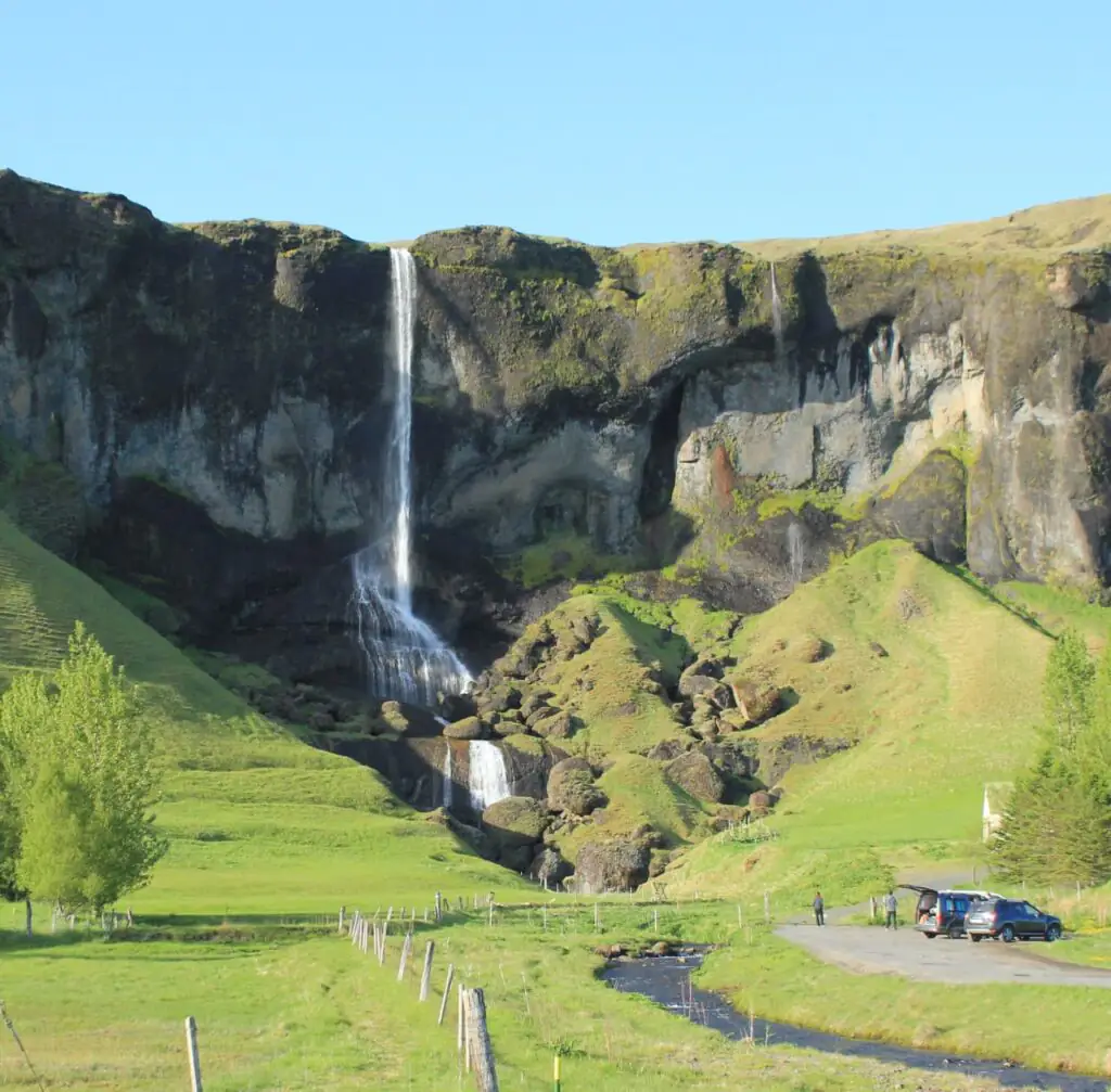 visit a roadside waterfall in iceland Foss á Síðu