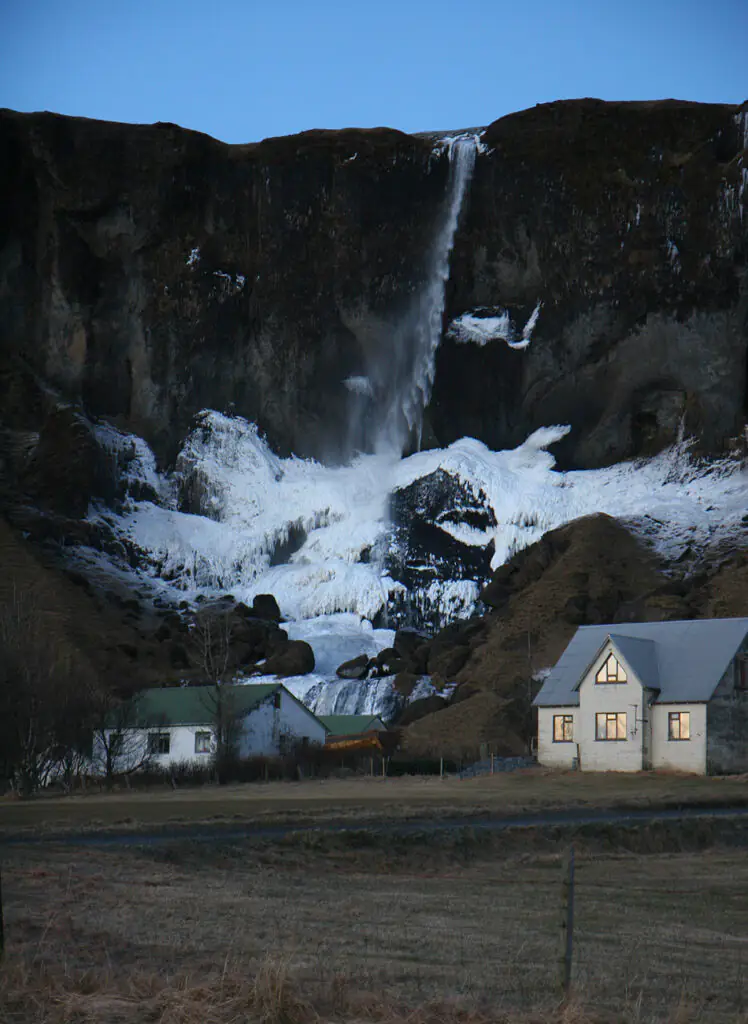 a winter view of the foss a sidu waterfall in south Iceland