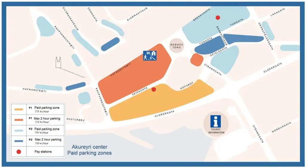 paid parking zone in Akureyri North Iceland