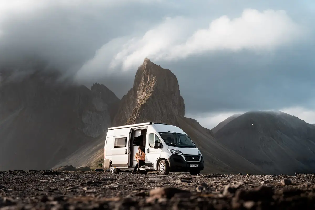 Hertz motorhome at Vestrahorn on Iceland's south coast